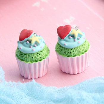 10 τμχ Cute Strawberry Heart Cup Cake Resin Charms For Jewelry Making Menments DIY Μπρελόκ Κολιέ Σκουλαρίκια Αξεσουάρ