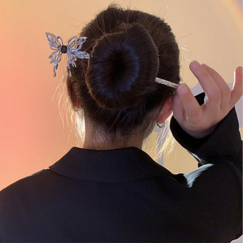 Нови метални течни пръчици за коса с пеперуди за жени Щипки за коса Минималистични фиби за момичета Инструменти за създаване на кокчета за прическа