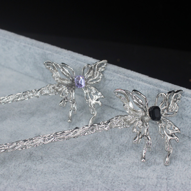 Novi metalni tekući štapići za kosu u obliku leptira za žene Ukosnice za kosu Minimalističke ukosnice za djevojke Alati za izradu punđi za kosu