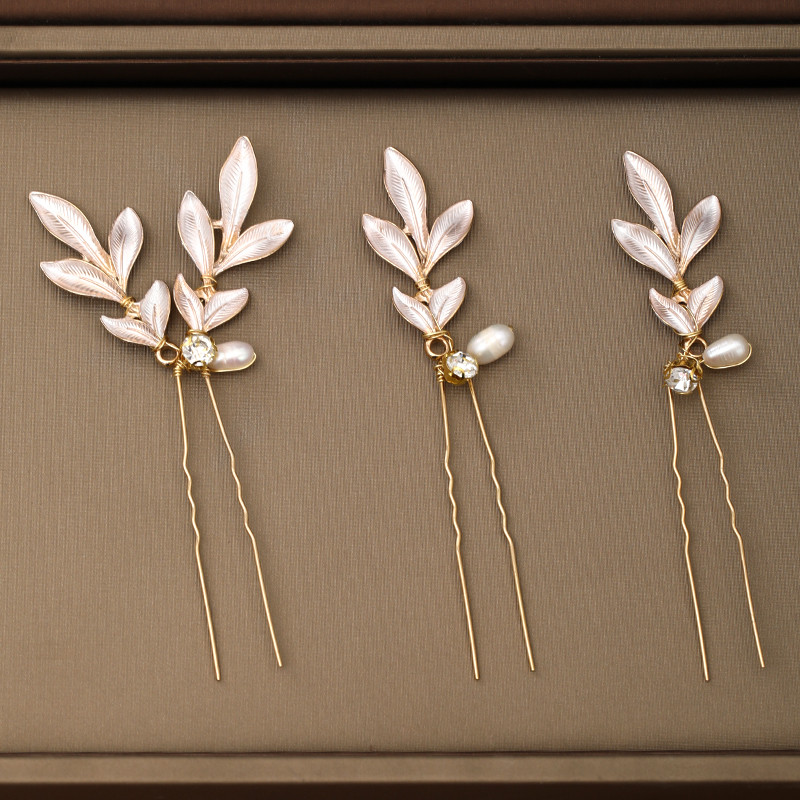 3 kom. Ukosnice za vjenčanje Tijara Slatkovodni biseri Zlatne kopče za kosu za mladenke Ukosnice sa vještačkim kamenčićima Ženski ukrasi za kosu Dodaci