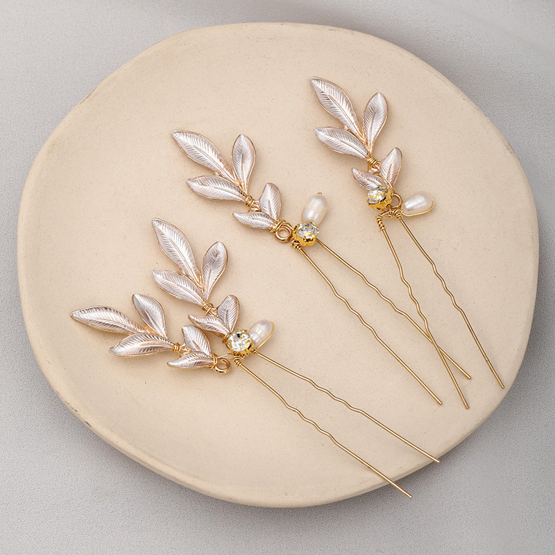 3 kom. Ukosnice za vjenčanje Tijara Slatkovodni biseri Zlatne kopče za kosu za mladenke Ukosnice sa vještačkim kamenčićima Ženski ukrasi za kosu Dodaci