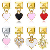 Hapiship Fashion Sweet Romantic Glaze Heart Sun Italian Links Charm Fit 9mm Narukvica od nehrđajućeg čelika Izrada nakita DIY DJ389