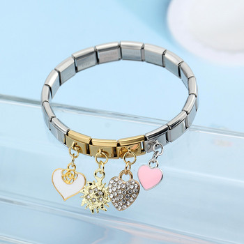 Hapiship Fashion Sweet Romantic Glaze Heart Sun Italian Links Charm Fit 9mm Βραχιόλι από ανοξείδωτο ατσάλι Κοσμήματα DIY Κατασκευή DJ389