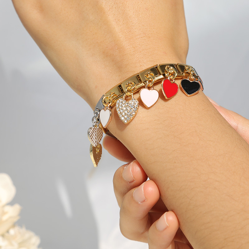 Hapiship Fashion Sweet Romantic Glaze Heart Sun Italian Links Charm Fit 9mm Narukvica od nehrđajućeg čelika Izrada nakita DIY DJ389