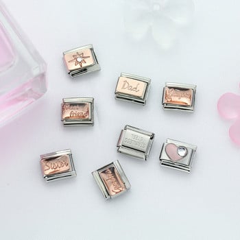 Hapiship Fashion Rose Dad Mum Sister Heart Daughter Italian Charm Links Fit 9mm βραχιόλι Κοσμήματα από ανοξείδωτο ατσάλι κατασκευή DJ195