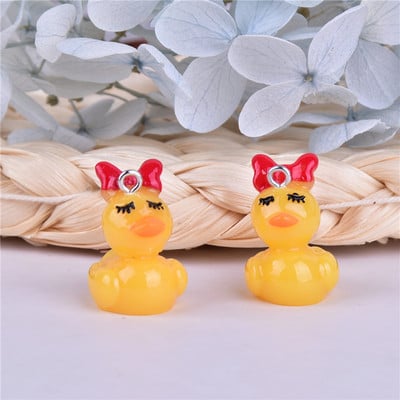 10 bucăți/pachet Rață galbenă, pentru băiat și fată, farmece din rășină de rață pentru realizarea de bijuterii pentru cercei DIY