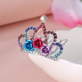 Agrafe de păr cu strasuri strălucitoare, colorate, de modă, femei, fete, elegante, coroană cu flori de cristal, pieptene de păr, accesorii pentru păr