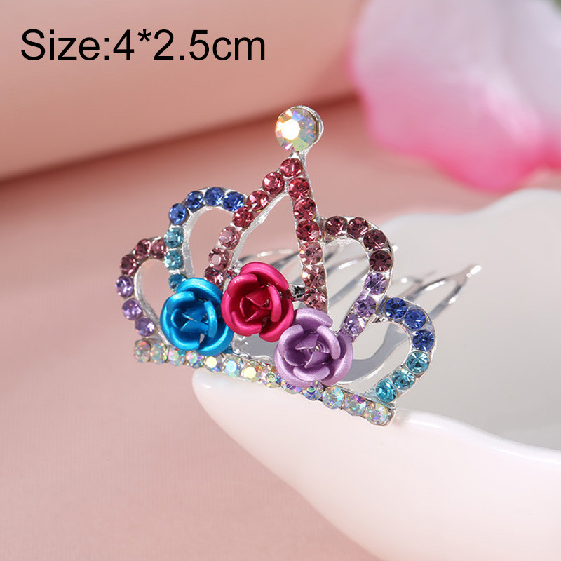 Agrafe de păr cu strasuri strălucitoare, colorate, de modă, femei, fete, elegante, coroană cu flori de cristal, pieptene de păr, accesorii pentru păr