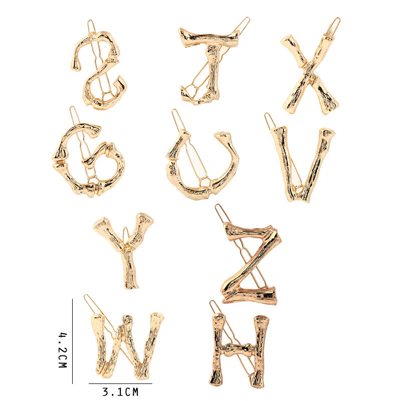 Γυναικεία μόδα AZ 26 γράμματα Κλιπ μαλλιών μεταλλική γεωμετρία φουρκέτες για κορίτσια Gothic Barrettes Κάλυμμα κεφαλής Αξεσουάρ μαλλιών Χονδρική