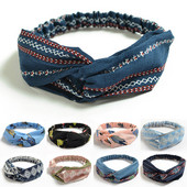 Traka za glavu sa slatkim cvjetnim otiskom Ženske nove elastične trake za kosu Ručno izrađeni šifonski turban Marama za kosu Dodatak za kosu