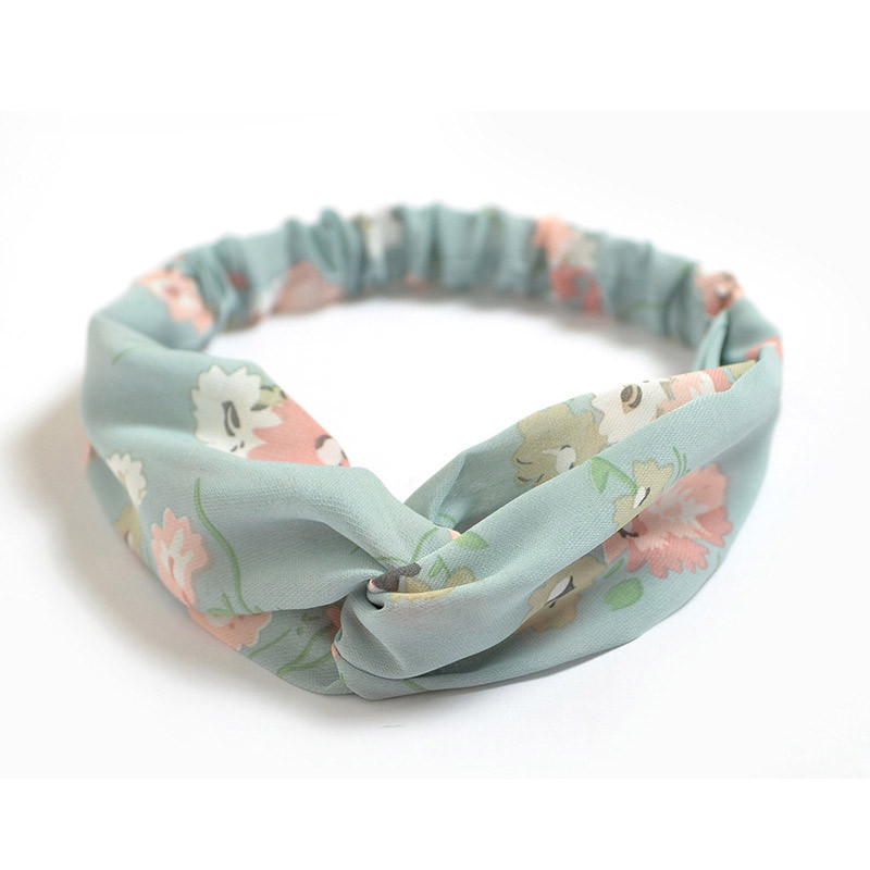 Traka za glavu sa slatkim cvjetnim otiskom Ženske nove elastične trake za kosu Ručno izrađeni šifonski turban Marama za kosu Dodatak za kosu