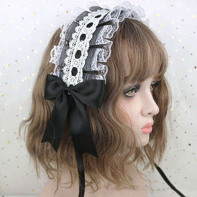 Încântător și dulce cerc de păr Anime Maid Cosplay bentiță Lolita dantelă cu flori Accesorii pentru păr DIY realizat manual pentru fete cadou 2022