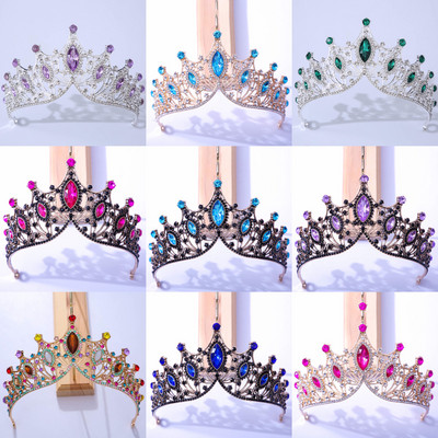 KMVEXO, 17 culori, baroc, vintage, prințesă, regina, coroană de mireasă, tiara de cristal pentru femei, petrecere, accesorii pentru rochie de păr, bijuterii