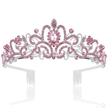 Барокови лилави водни капки Кристална сватбена корона Принцеса Булчински диадеми Гребен Лента за глава Парти Танцова шапка Бижута за коса за момичета