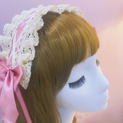 Lovely Sweet fejpánt Anime Maid Cosplay hajpánt Lolita csipke virágos fejfedő haj kiegészítők kézzel készített lányoknak ajándék