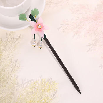 Модни пръчици за коса в китайски стил Винтидж дървени пръчици с цветя Дамски фиби Щипки за коса Сватбени бижута за коса Аксесоари