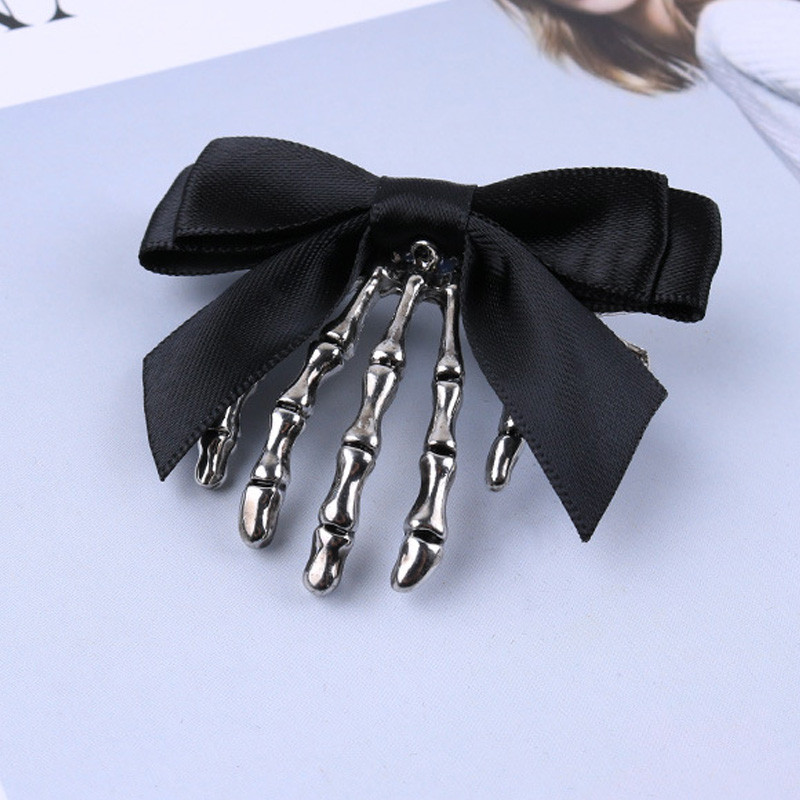 1 db Bowknot Koponya Kéz Csont Hajtű Megfogó Szellem csontváz Hajkapcsok Hajkapcsok Csontkörmös Hajtartozékok Punk stílusú fejfedők