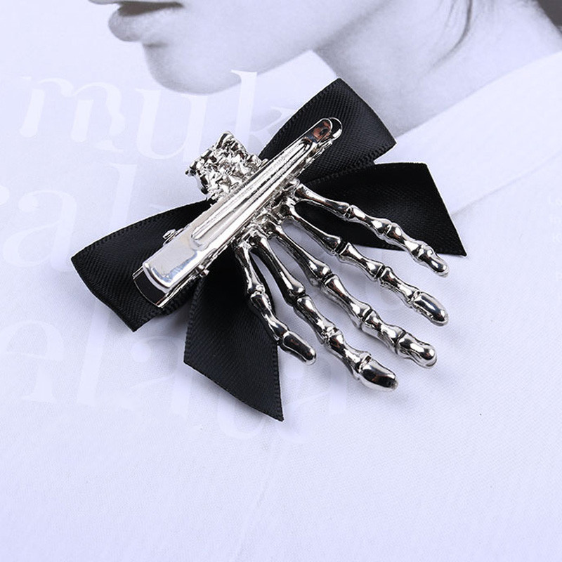 1 db Bowknot Koponya Kéz Csont Hajtű Megfogó Szellem csontváz Hajkapcsok Hajkapcsok Csontkörmös Hajtartozékok Punk stílusú fejfedők