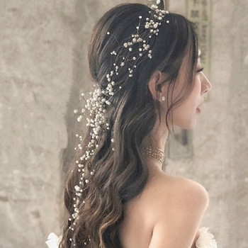 Нова елегантна западна сватбена модна шапка за булка Ръчно изработена сватбена корона с флорални перли Аксесоари за коса Орнаменти за фиби