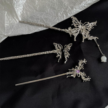 Нови пръчици за коса в китайски стил Реколта метална фиби с една дума Дамска фиба за коса Шапки Сватбена шапка Аксесоари за бижута