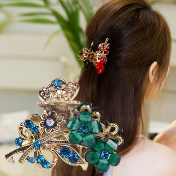 Нова корейска версия на кристална щипка за цветя, ретро щипка за коса, опашка, елегантни дамски модни ежедневни аксесоари за коса