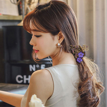 Нова корейска версия на кристална щипка за цветя, ретро щипка за коса, опашка, елегантни дамски модни ежедневни аксесоари за коса