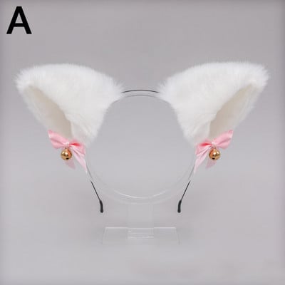 Puha plüss szőrös macskafül formájú hajpánt haranggal Aranyos műszőrme Állatok fülek fejpánt Lolita Cosplay fejfedők hajtartozékok