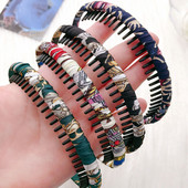 Novi modni protuklizni obruči za kosu za žene Djevojčice Traka za kosu sa zupcima Češalj Traka za glavu Retro tkanina Traka za kosu Dodaci za kosu