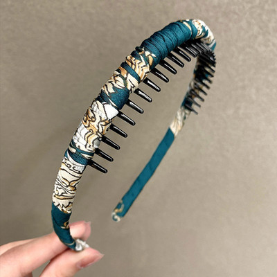 Novi modni protuklizni obruči za kosu za žene Djevojčice Traka za kosu sa zupcima Češalj Traka za glavu Retro tkanina Traka za kosu Dodaci za kosu