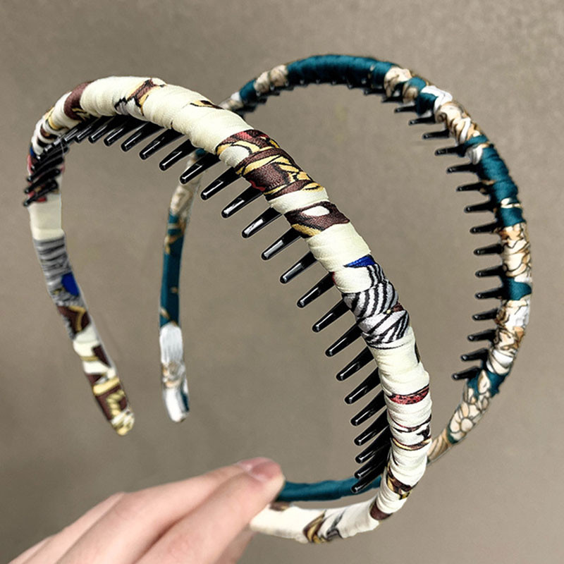 Novi modni protuklizni obruči za kosu za žene Djevojčice Traka za kosu sa zupcima Češalj Traka za glavu Retro tkanina Traka za kosu Dodaci za kosu