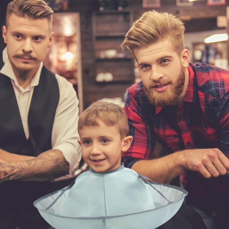 Bērnu matu griešanas apmetnis lietussargs Profesionāls frizierim apmetnis Barber apmetnis Ūdensizturīgs salokāms matu griezuma apmetnis mājām vai salona stilistam