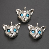 5db ezüst színű 25x24 mm-es punk leopárd fejű varázslatok, állati medálok, barkácsolás, kézzel készített fémötvözet ékszerkészítési kellékek