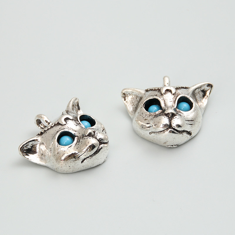 5db ezüst színű 25x24 mm-es punk leopárd fejű varázslatok, állati medálok, barkácsolás, kézzel készített fémötvözet ékszerkészítési kellékek