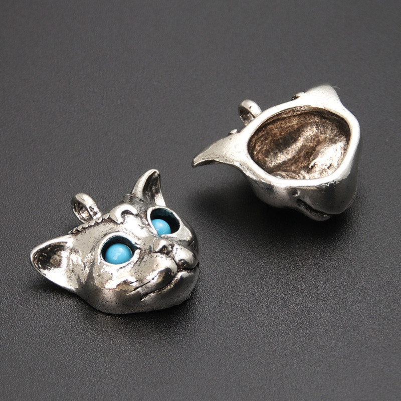 5db ezüst színű 25x24 mm-es punk leopárd fejű varázslatok, állati medálok, barkácsolás, kézzel készített fémötvözet ékszerkészítési kellékek