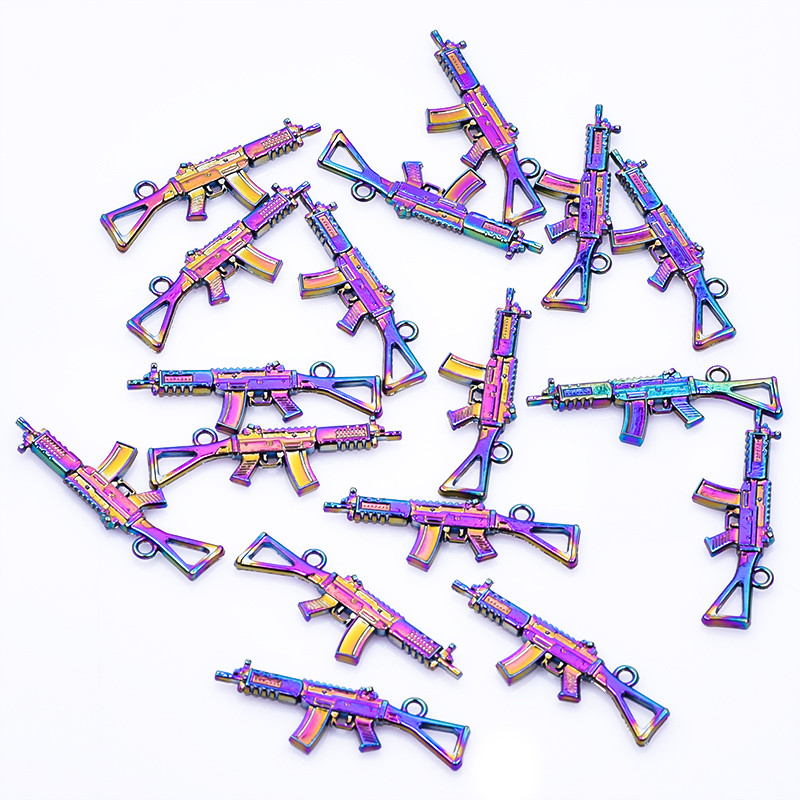 5db/tétel Gun Rainbow Color Charms ékszertáska fülbevaló medál