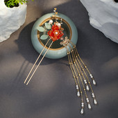 Kineski Hanfu dodaci za kosu Ukosnice za žene Cvjetni biser Duga kićanka Step Shake Štapići za kosu Vintage vjenčani svadbeni nakit