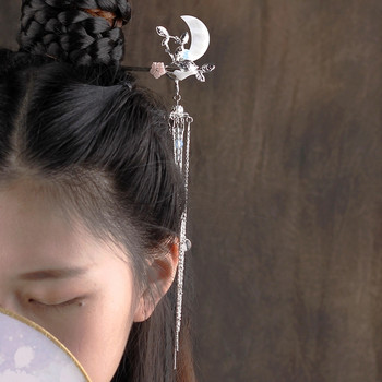 Китайски ханфу аксесоари за коса фиби за жени цвете перла дълъг пискюл стъпка шейк пръчки за коса старинни сватбени булчински бижута