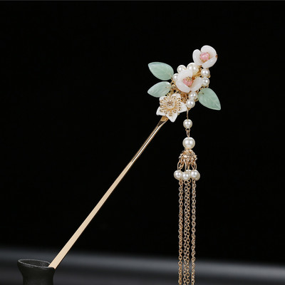 Kineski Hanfu dodaci za kosu Ukosnice za žene Cvjetni biser Duga kićanka Step Shake Štapići za kosu Vintage vjenčani svadbeni nakit