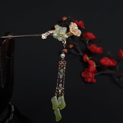 Kineski Hanfu dodaci za kosu Ukosnice za žene Cvjetni biser Duga kićanka Step Shake Štapići za kosu Vintage vjenčani svadbeni nakit