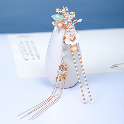 Kineski Hanfu dodaci za kosu Ukosnice za žene Cvjetni biser Duga kićanka Step Shake Štapići za kosu Vintage vjenčani svadbeni nakit