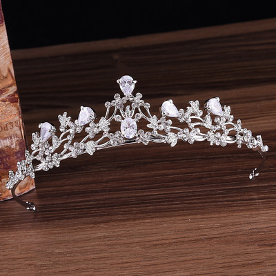 Cirkon korona Virág Hajkiegészítők Esküvői Tiaras Barokk Szupertündér fejpánt Felnőtt ajándék menyasszonyi korona HQ0073