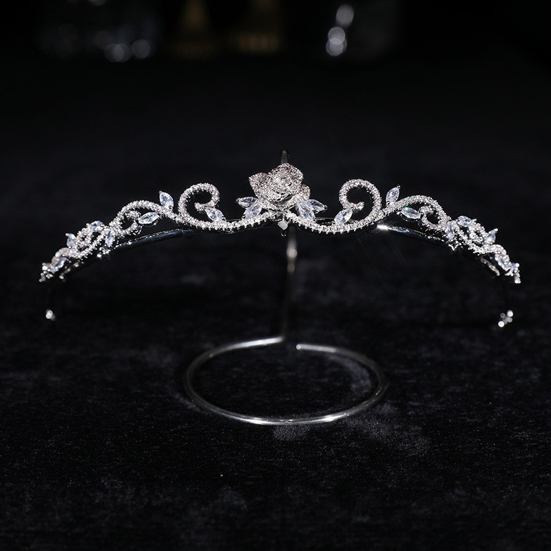 Cirkon korona Virág Hajkiegészítők Esküvői Tiaras Barokk Szupertündér fejpánt Felnőtt ajándék menyasszonyi korona HQ0073