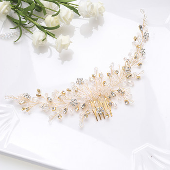 Модни ръчно изработени диадеми от розово злато и сребърен цвят Гребени за коса за сватбени жени Аксесоари за коса на булка Кристален кристал за глава