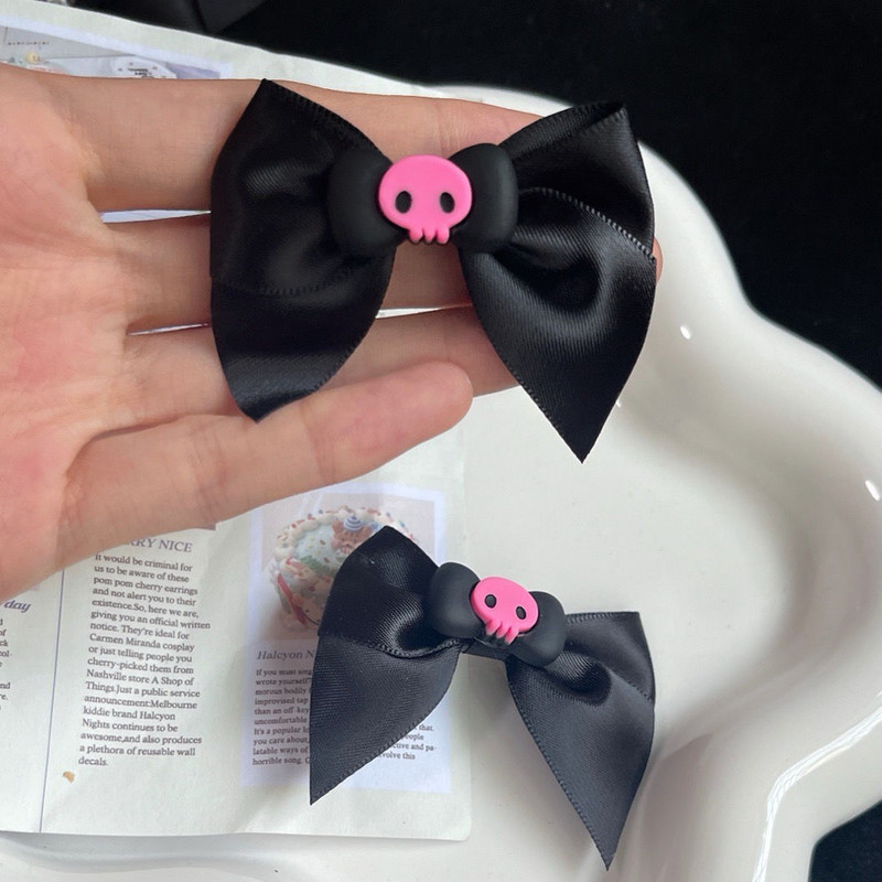 Harajuku Egirl Y2k Skull Bowknot Hajkapcsok Hajkiegészítők Női Fejfedők Aranyos Csontváz Fej Hajtűk Party Club Ajándékok