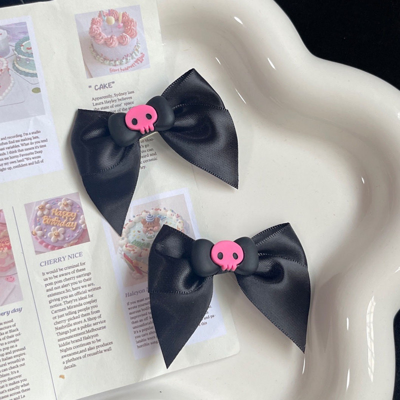 Harajuku Egirl Y2k Skull Bowknot Hajkapcsok Hajkiegészítők Női Fejfedők Aranyos Csontváz Fej Hajtűk Party Club Ajándékok