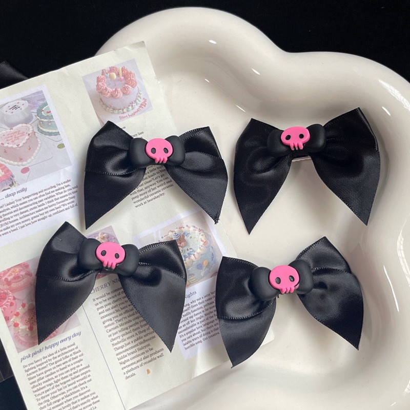 Harajuku Egirl Y2k Skull Bowknot Hajkapcsok Hajkiegészítők Női Fejfedők Aranyos Csontváz Fej Hajtűk Party Club Ajándékok