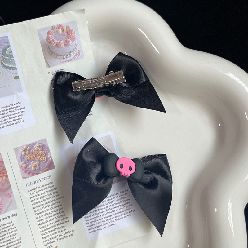 Harajuku Egirl Y2k Skull Bowknot Hajkapcsok Hajkiegészítők Női Fejfedők Aranyos Csontváz Fej Hajtűk Party Club Ajándékok