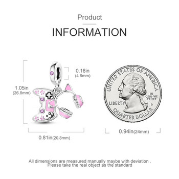 Pink Lady Game Console Ακουστικά Cat Paw Ασημί Χρώμα γούρι ταιριάζει Πρωτότυπο βραχιόλι Κρεμαστό κολιέ Δώρο για κορίτσι Χάντρες Κοσμήματα