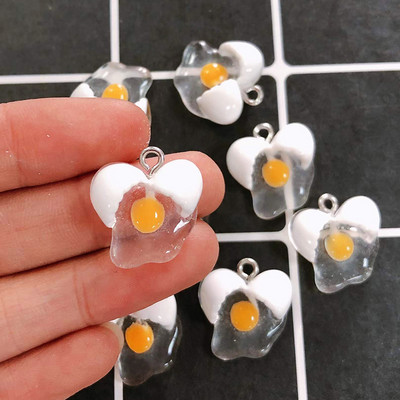 10 buc. Mini drăguț ouă prăjite, alimente din rășină, pandantiv cu legume simulate, pentru brățară de cercei, accesoriu de bijuterii DIY