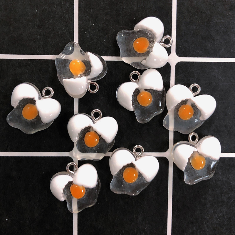 10db Aranyos Mini Átlátszó Tükörtojás Élelmiszergyanta Charms Simulált Zöldség medál Fülbevaló Karkötő Barkács ékszer Kiegészítő